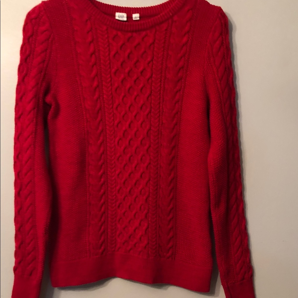 GAP Red Cable Knit Sweater - Crew Neck